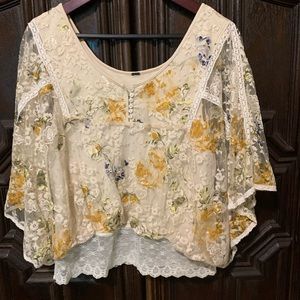 Free People Floral Lace Top